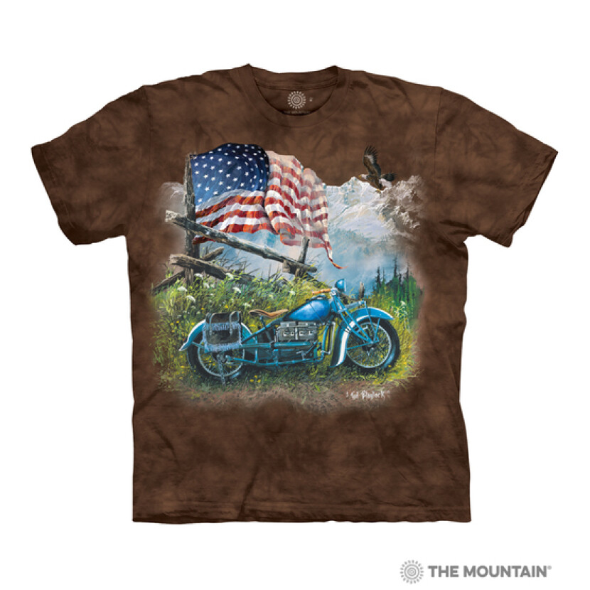 Tričko unisex The Mountain Biker Americana - hnědé, S
