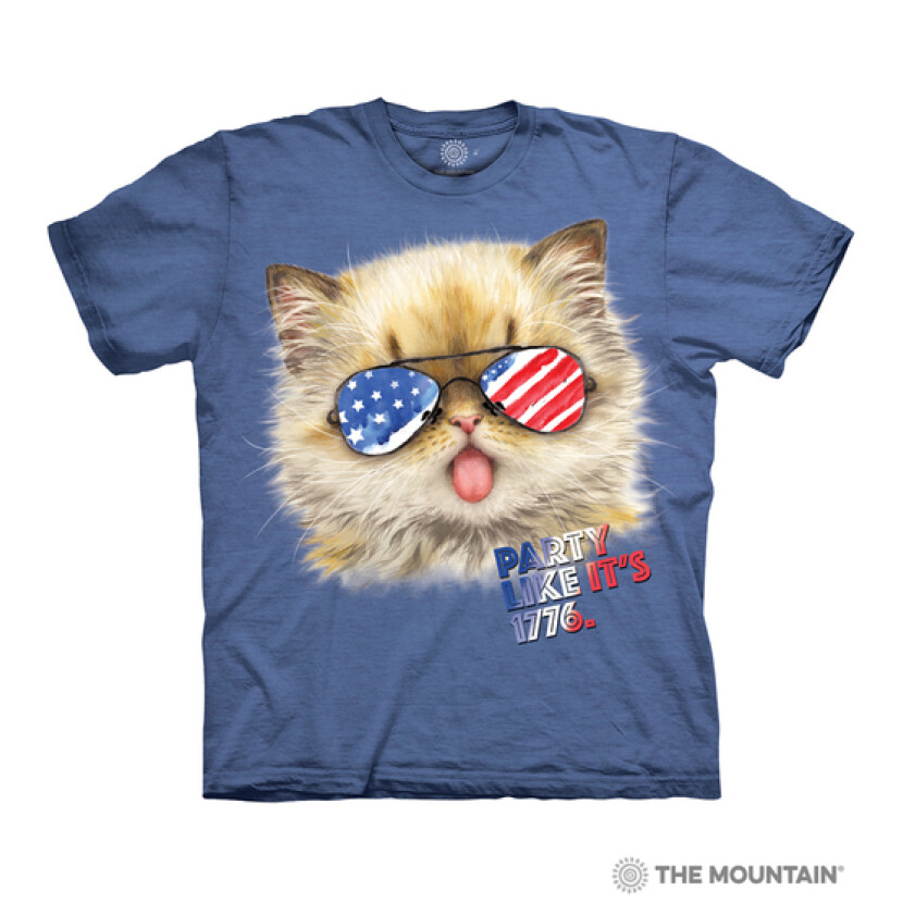 Tričko unisex The Mountain Party Like Its 1776 (kočka) - modré, M