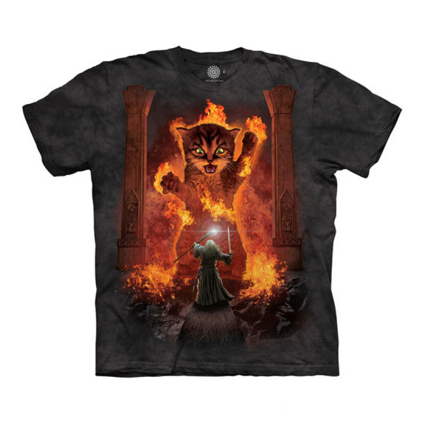 Tričko unisex The Mountain You Shall Not Pass (kočka) - šedé, M