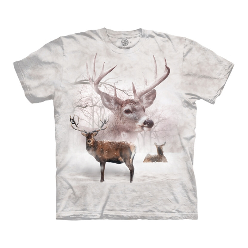 Tričko unisex The Mountain Wintertime Deer (jeleni) - bílé, 3XL