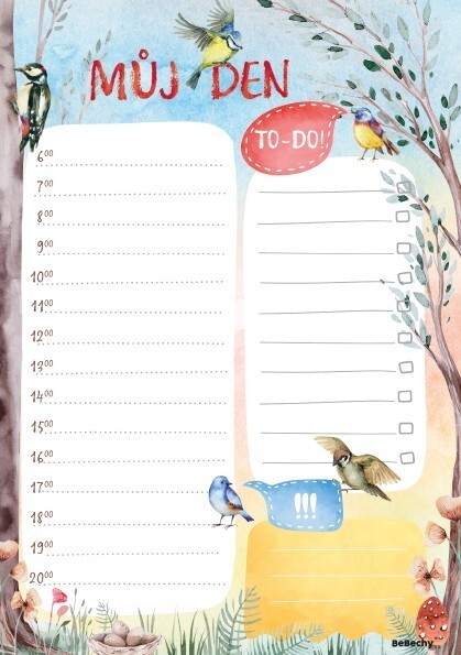 BeBechy Denní plánovač A5 - Ptáčci - 
BBL03-3