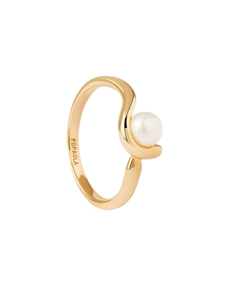 PDPAOLA Pozlacený prsten s pravou perlou La Perla Aura AN01-E98 58 mm