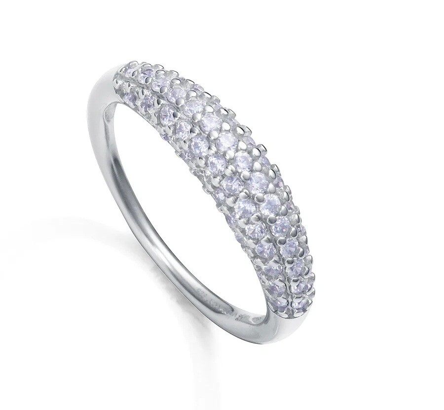 Viceroy Třpytivý stříbrný prsten s kubickými zirkony Elegant 9125A0 54 mm