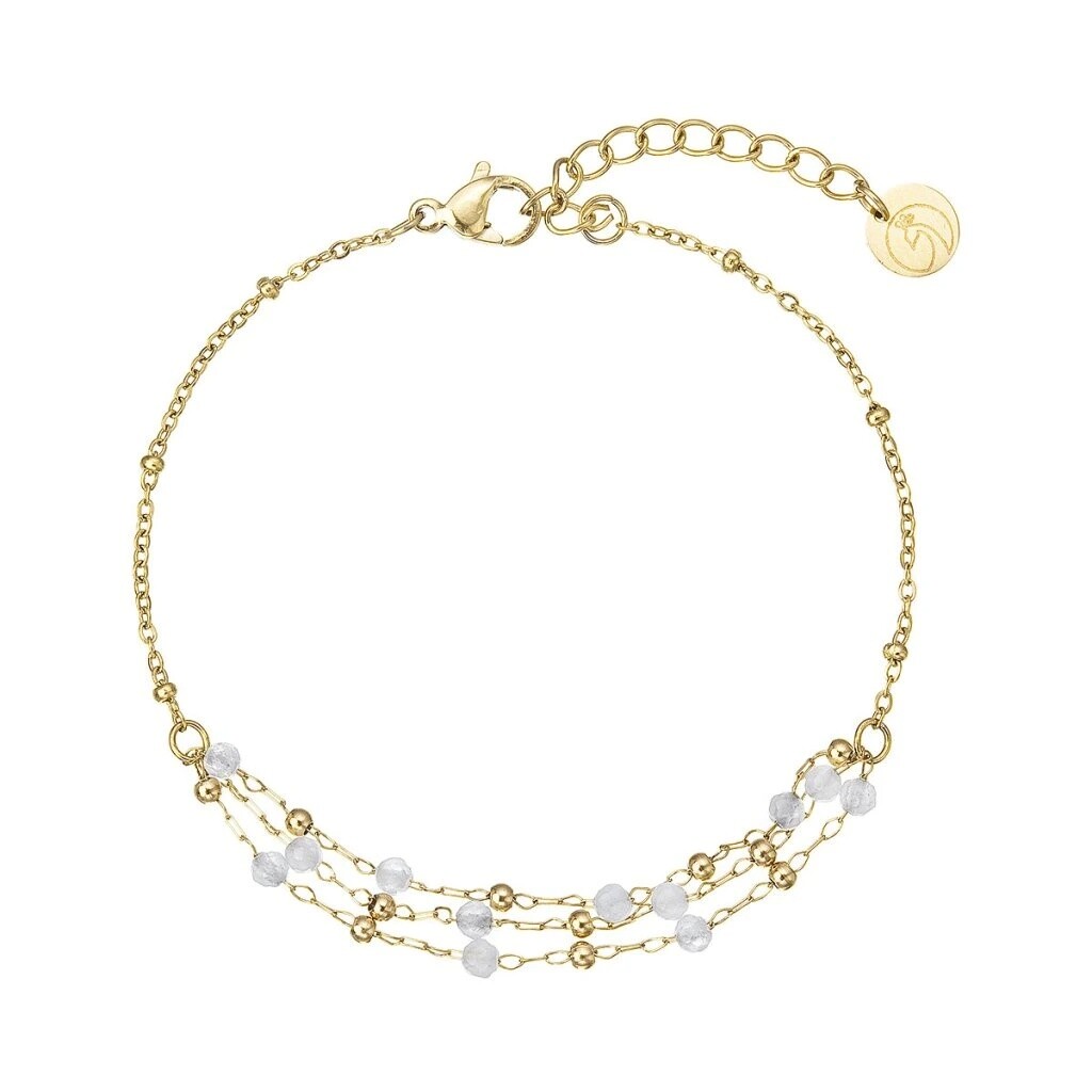 Evolution Group - Pavona Pozlacený ocelový náramek s bílým jadeitem 43065.1