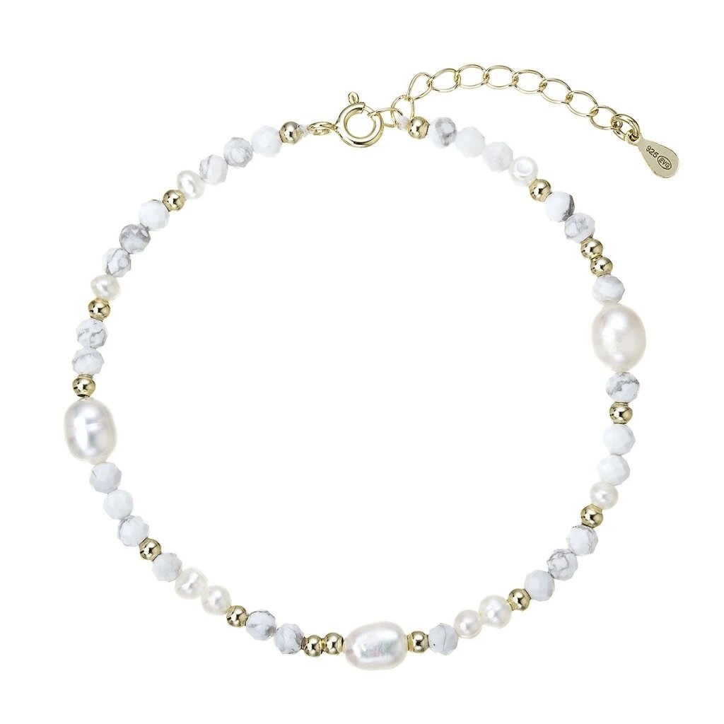 Evolution Group - Pavona Pozlacený náramek s perlami a howlity 13113.1