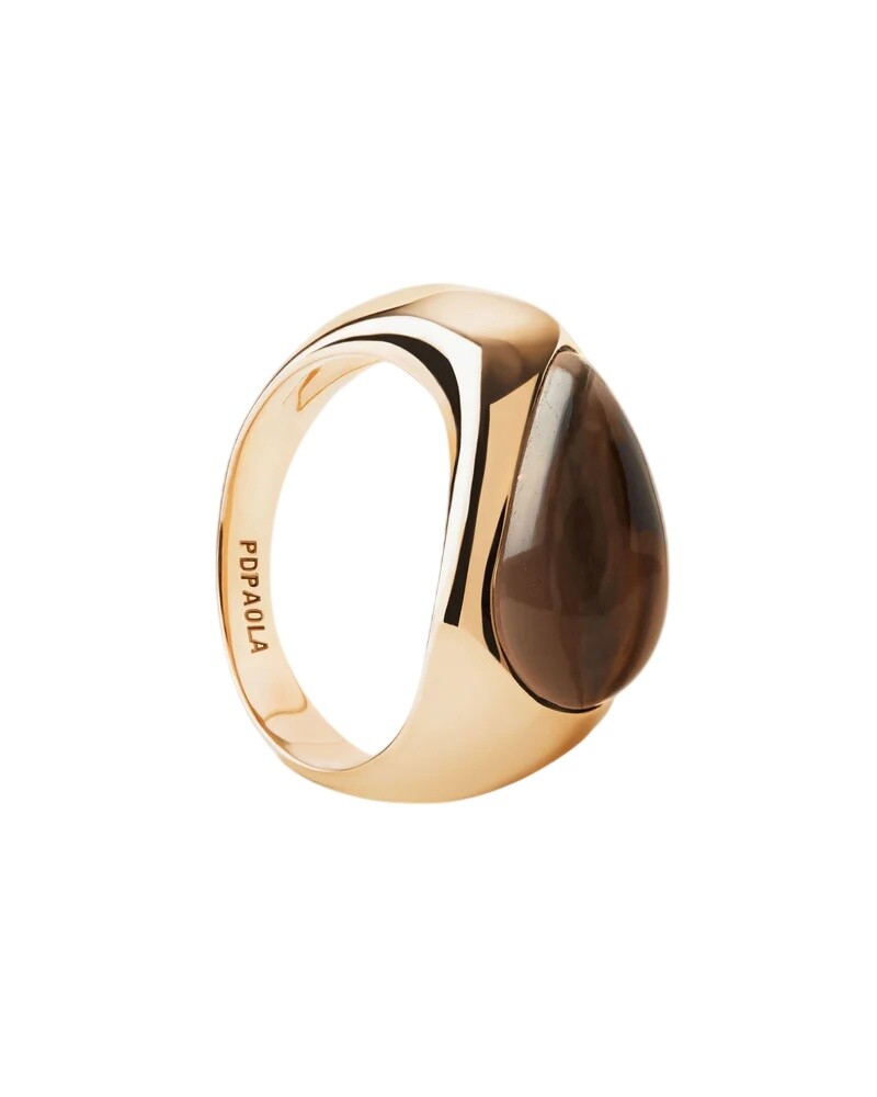 PDPAOLA Pozlacený prsten se záhnědou Luna AN01-E96 52 mm