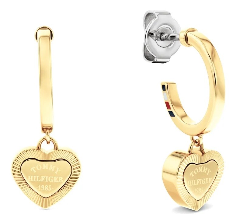 Tommy Hilfiger Kruhové náušnice se srdíčky Layered 2781014