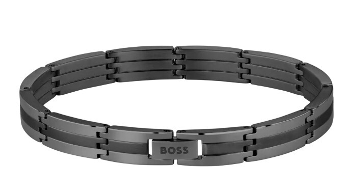 Hugo Boss Černý ocelový náramek pro muže Brooks 1580804