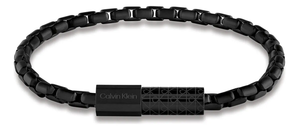 Calvin Klein Pánský černý náramek z oceli Contoured Barrel 35100096