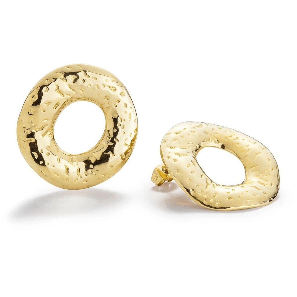 Evolution Group - Pavona Výrazné pozlacené náušnice z oceli BAGEL gold