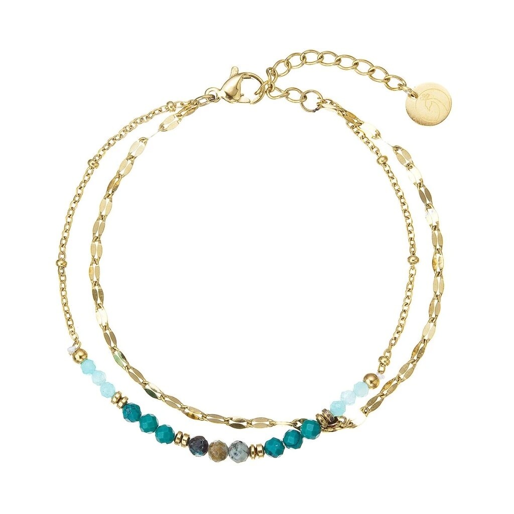 Evolution Group - Pavona Dvojitý pozlacený náramek s africkým tyrkysem 43106.3