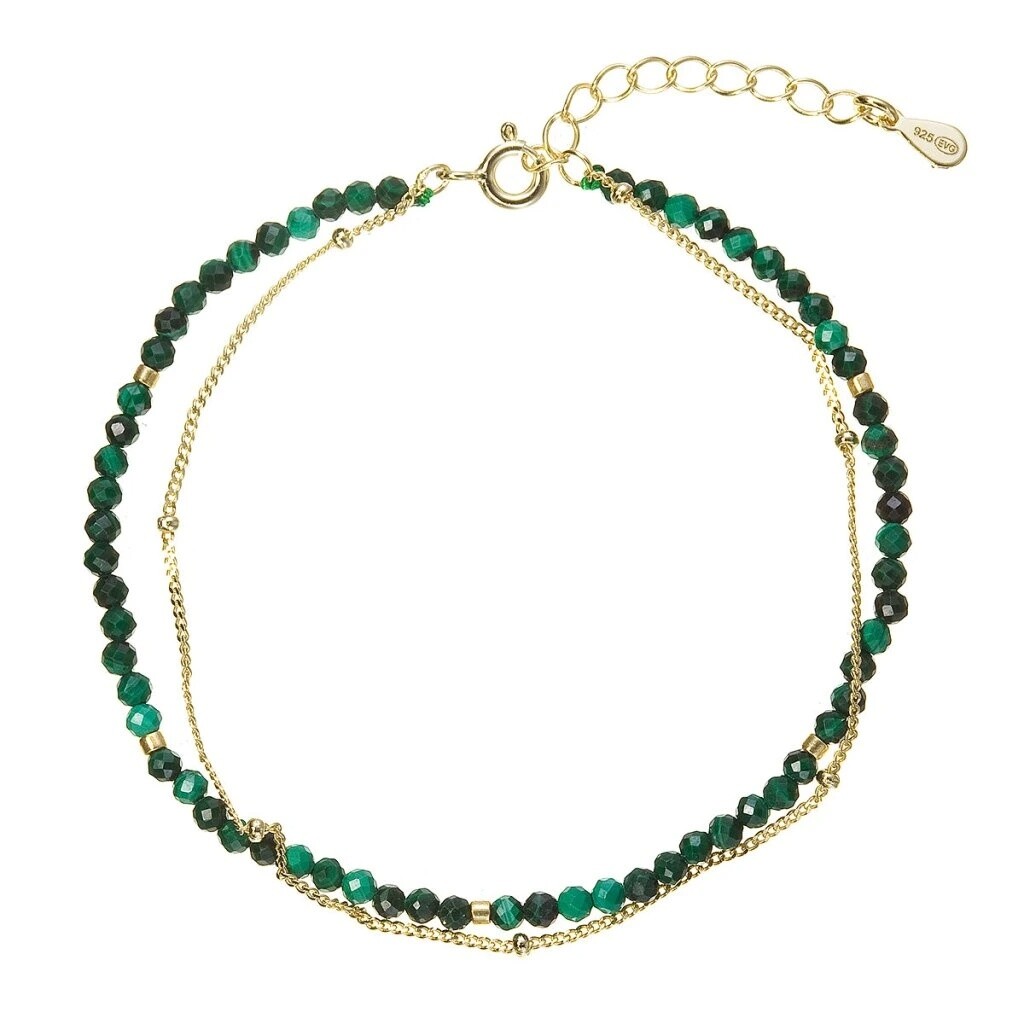 Evolution Group - Pavona Dvojitý pozlacený náramek s malachity 13114.3