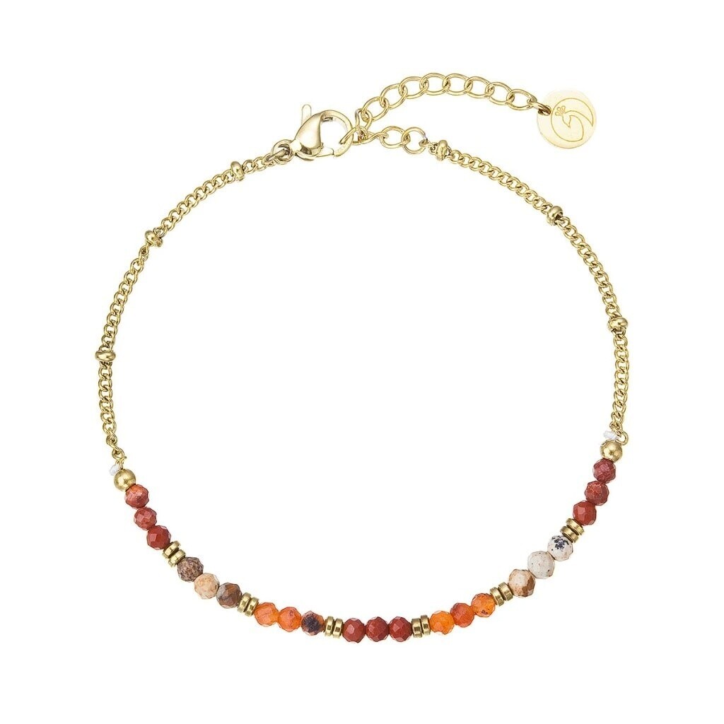 Evolution Group - Pavona Pozlacený ocelový náramek s červeným achátem 43067.3