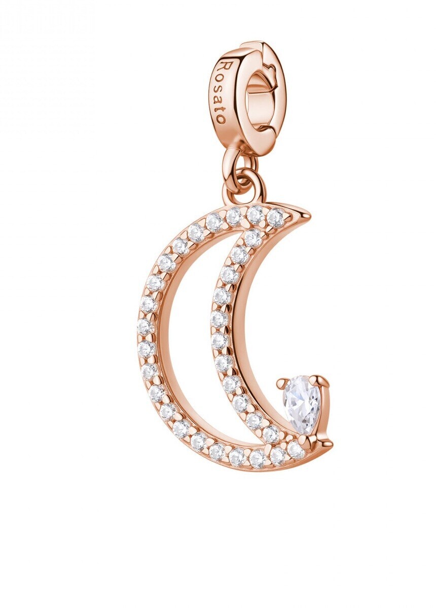 Rosato Pozlacený přívěsek Měsíc s kubickými zirkony Storie RZ262