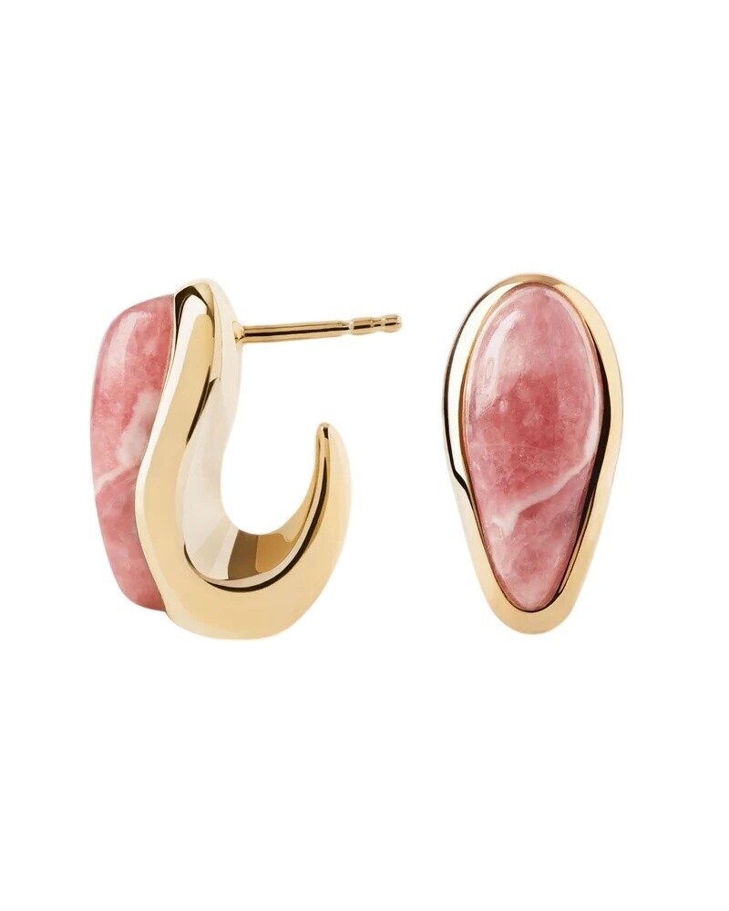 PDPAOLA Pozlacené náušnice s rodochrozitem LUNA AR01-G03-U