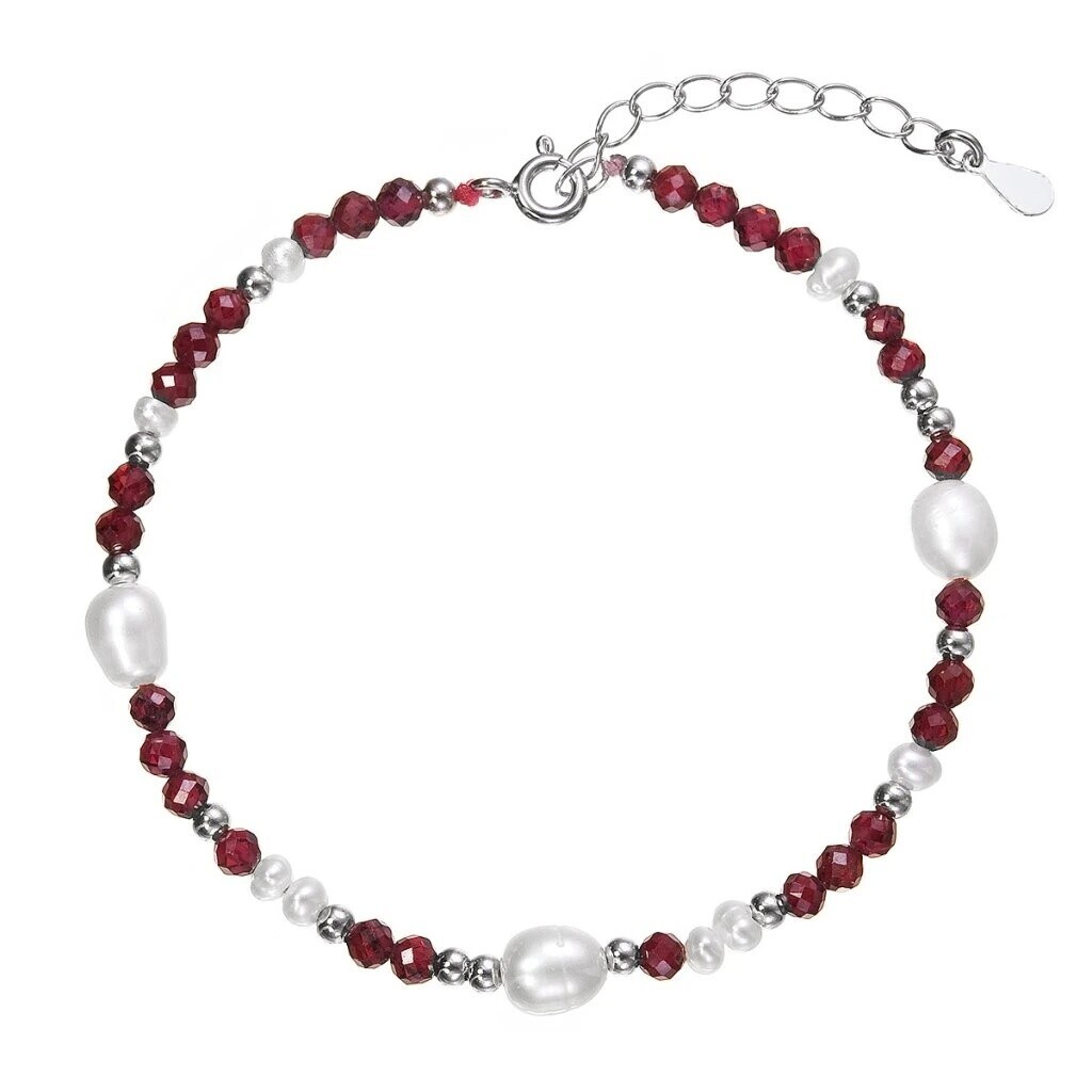 Evolution Group - Pavona Stříbrný náramek s perlami a granáty 13113.3