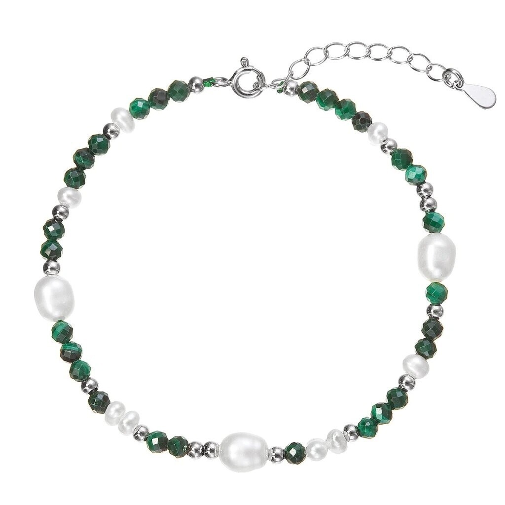 Evolution Group - Pavona Stříbrný náramek s perlami a malachity 13113.3