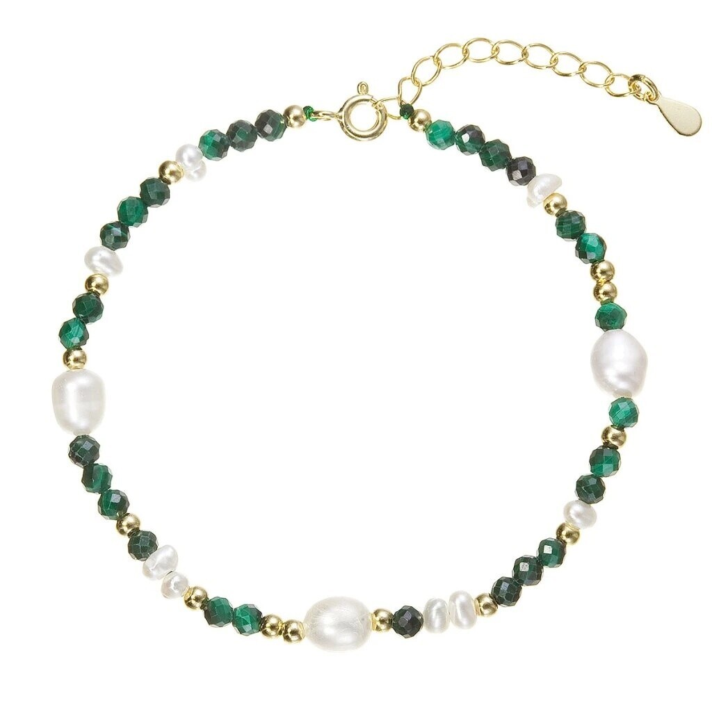 Evolution Group - Pavona Pozlacený náramek s perlami a malachity 13113.3