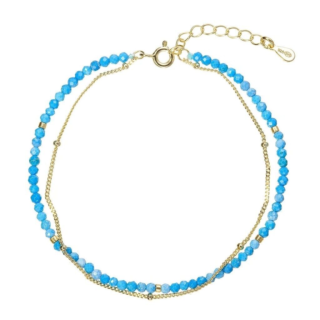 Evolution Group - Pavona Dvojitý pozlacený náramek s modrými howlity 13114.3