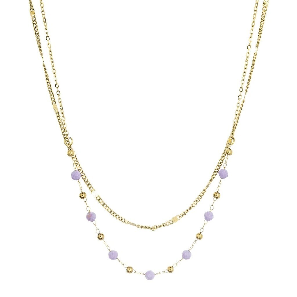 Evolution Group - Pavona Dvojitý pozlacený náhrdelník s ametystem 42029.3