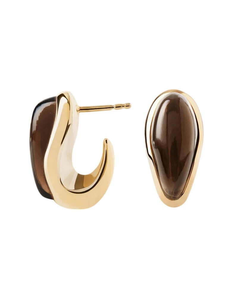 PDPAOLA Pozlacené náušnice se záhnědou LUNA AR01-G07-U