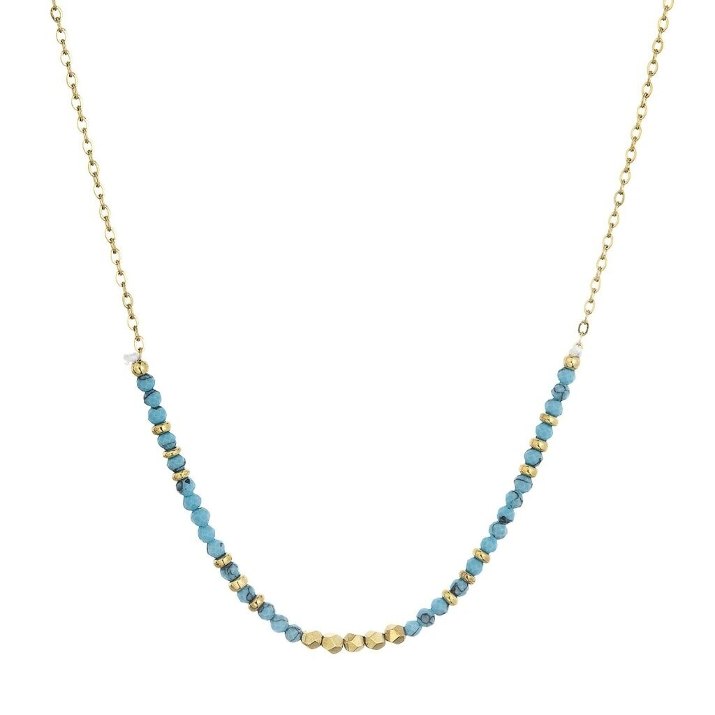 Evolution Group - Pavona Pozlacený ocelový náhrdelník s tyrkysem 42034.3