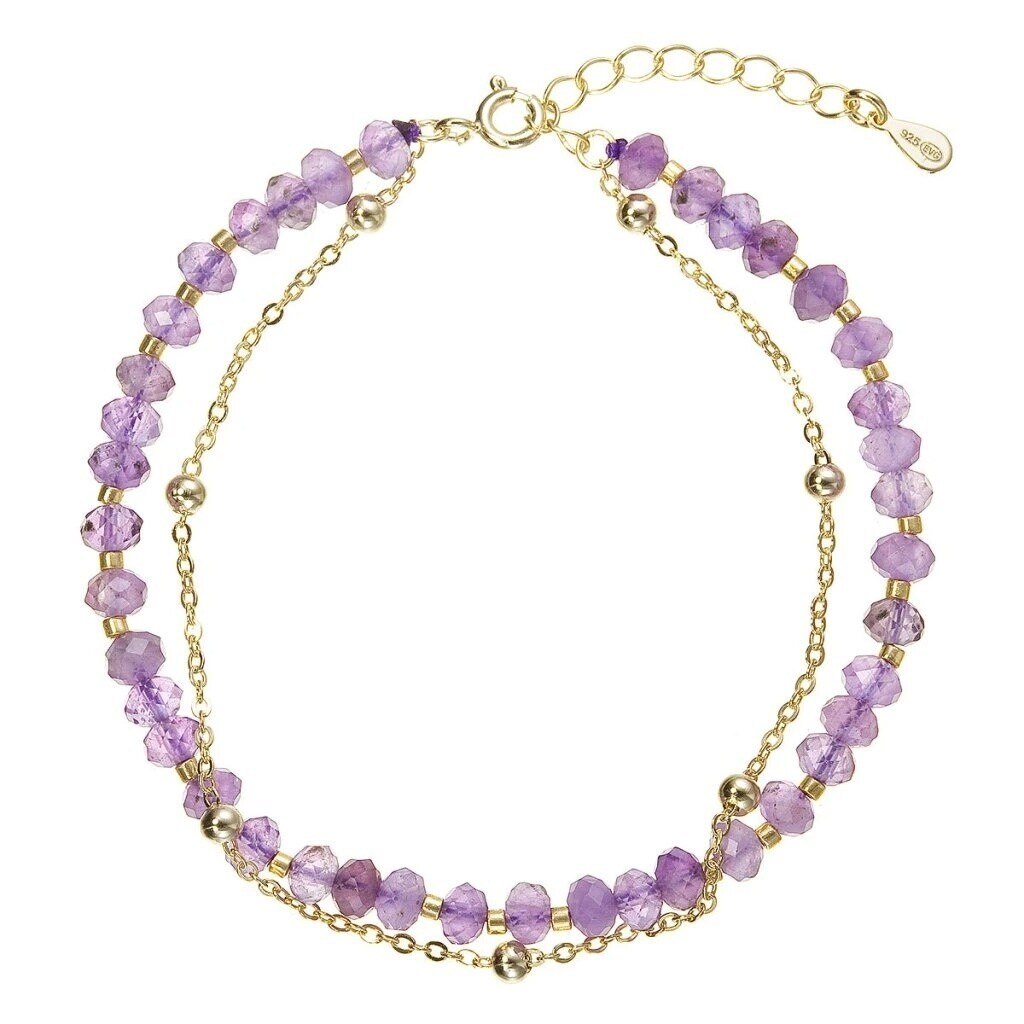 Evolution Group - Pavona Dvojitý pozlacený náramek s ametysty 13115.3