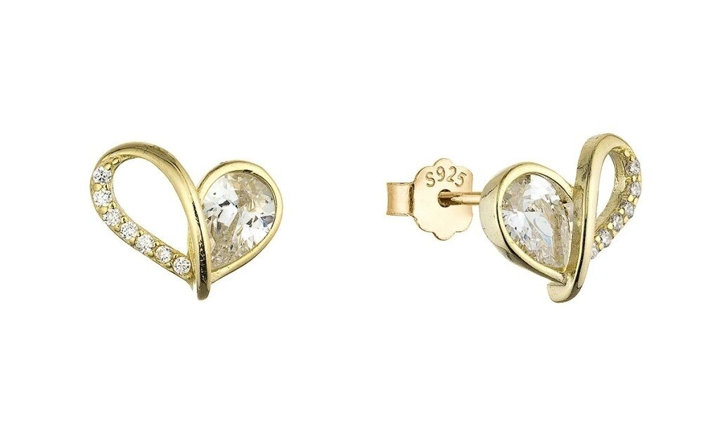 Evolution Group - Pavona Pozlacené srdíčkové náušnice s čirými zirkony 11751.1