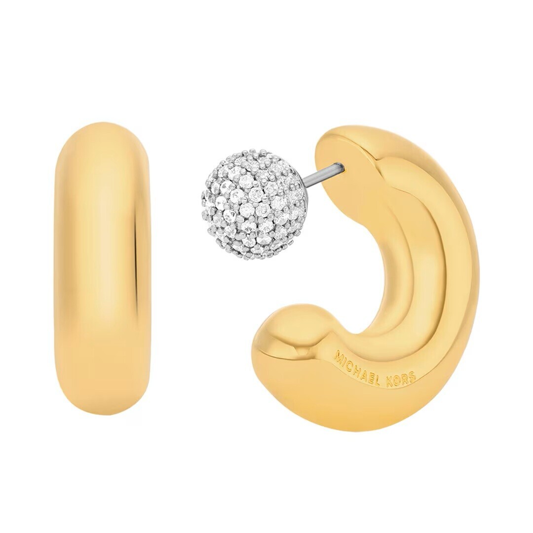 Michael Kors Pozlacené oboustranné náušnice se zirkony Premium MKJ8510931