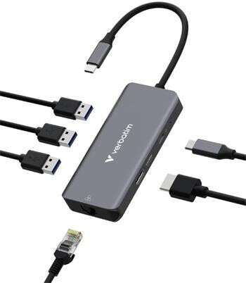 VERBATIM USB-C™ ESSENTIALS MULTIPORT HUB 6 PORT - 3x USB-C 3.2 GEN 1 / HDMI /  USB-C PD / RJ-45