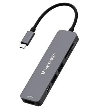 VERBATIM USB-C™ ESSENTIALS MULTIPORT HUB 6 PORT - USB-C 3.2 GEN 1 / HDMI /  USB-C PD / USB-A / SDHC / microSD