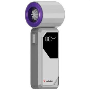 VERBATIM Cool 'n' Go AirJet ruční ventilátor šedý/fialový (20.000rpm)