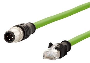 METZ CONNECT Kabel M12 4pin (M) kód D - RJ45(M), 5m