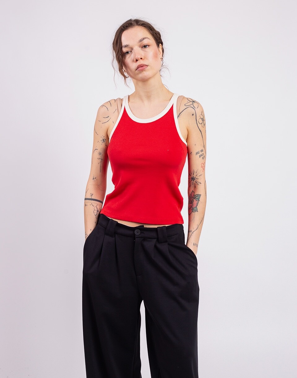 Thinking MU Clavel Pannacotta Contrast Harriet Top RED XS