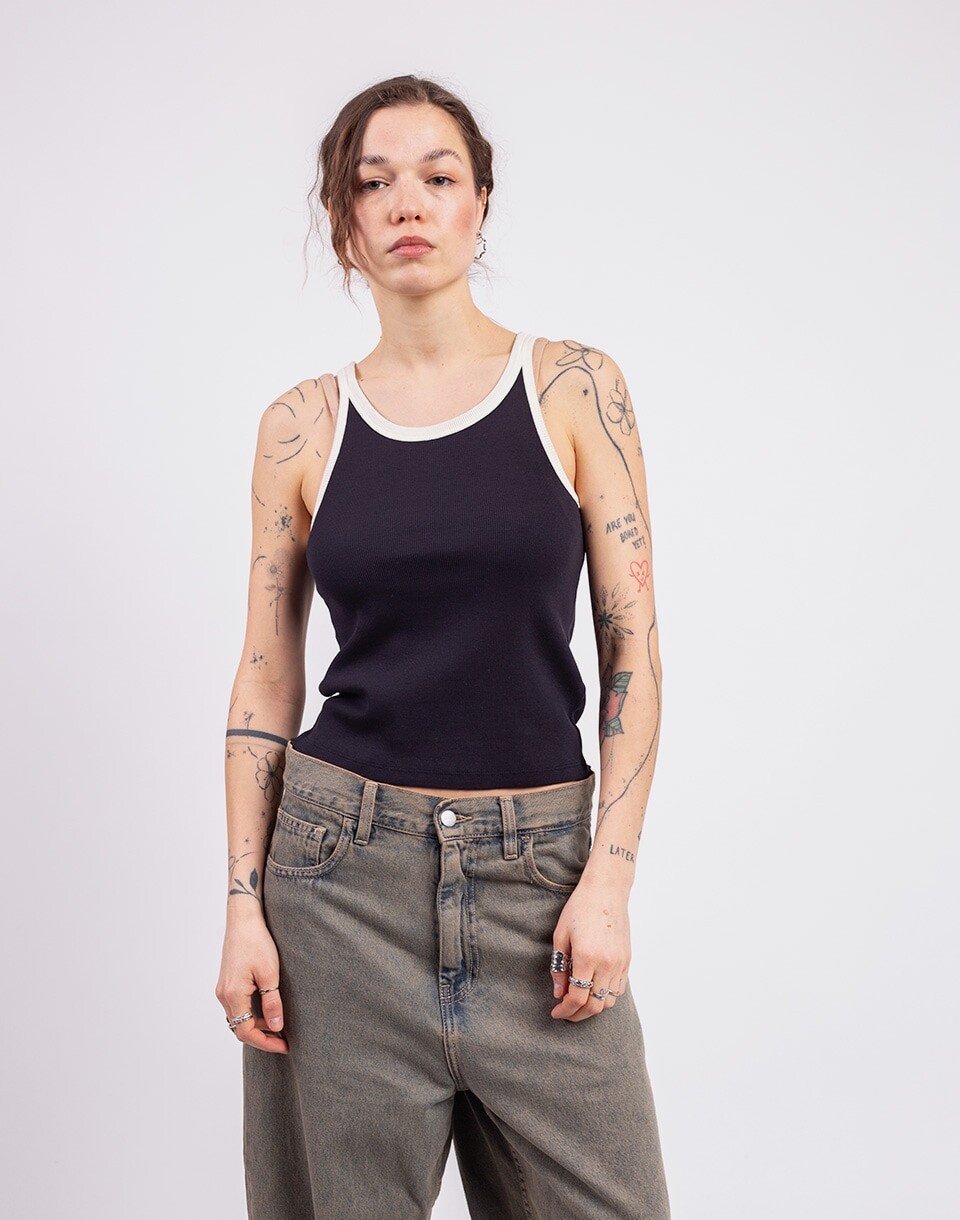 Thinking MU Navy Pannacota Contrast Harriet Top BLUE XS