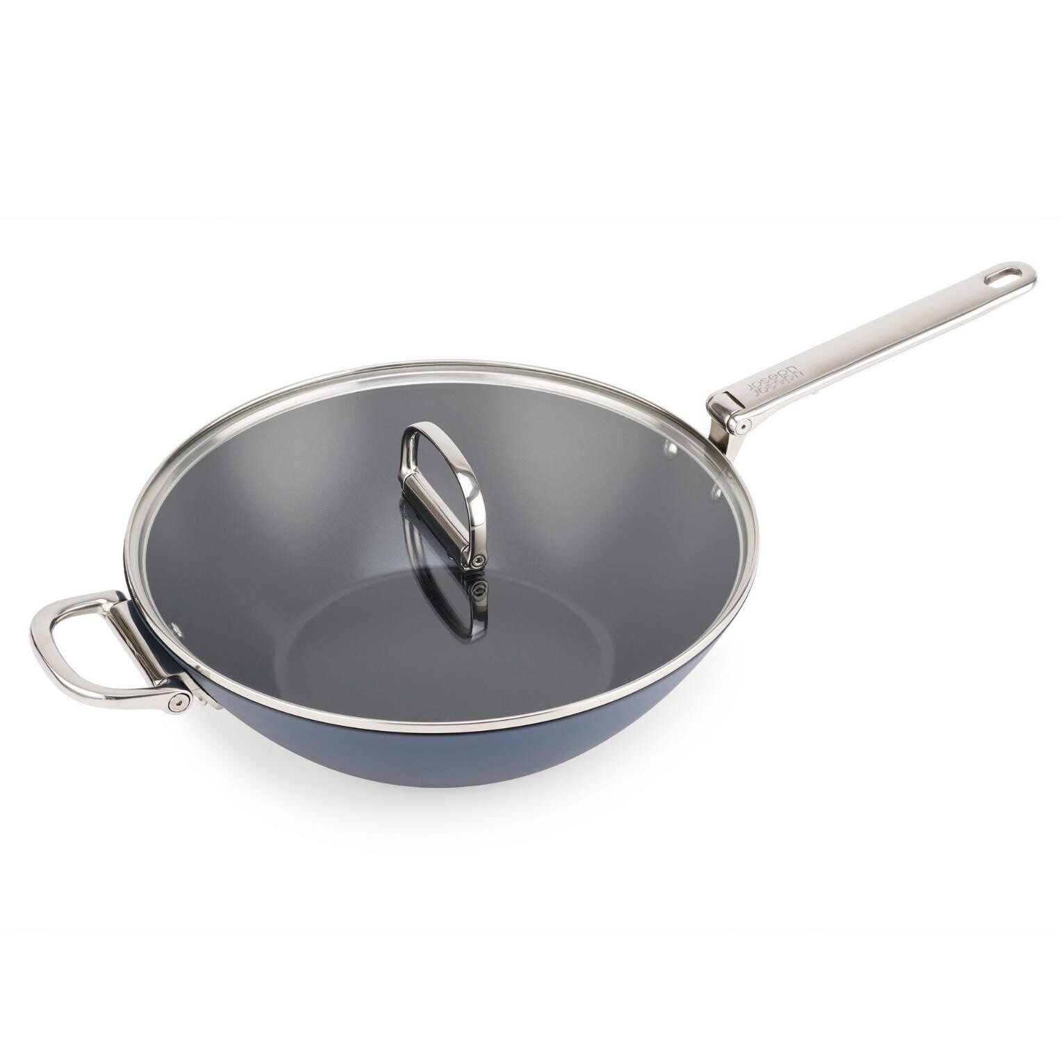 Wok SPACE 1000035 32 cm, s poklicí, modrá, hliník, Joseph Joseph