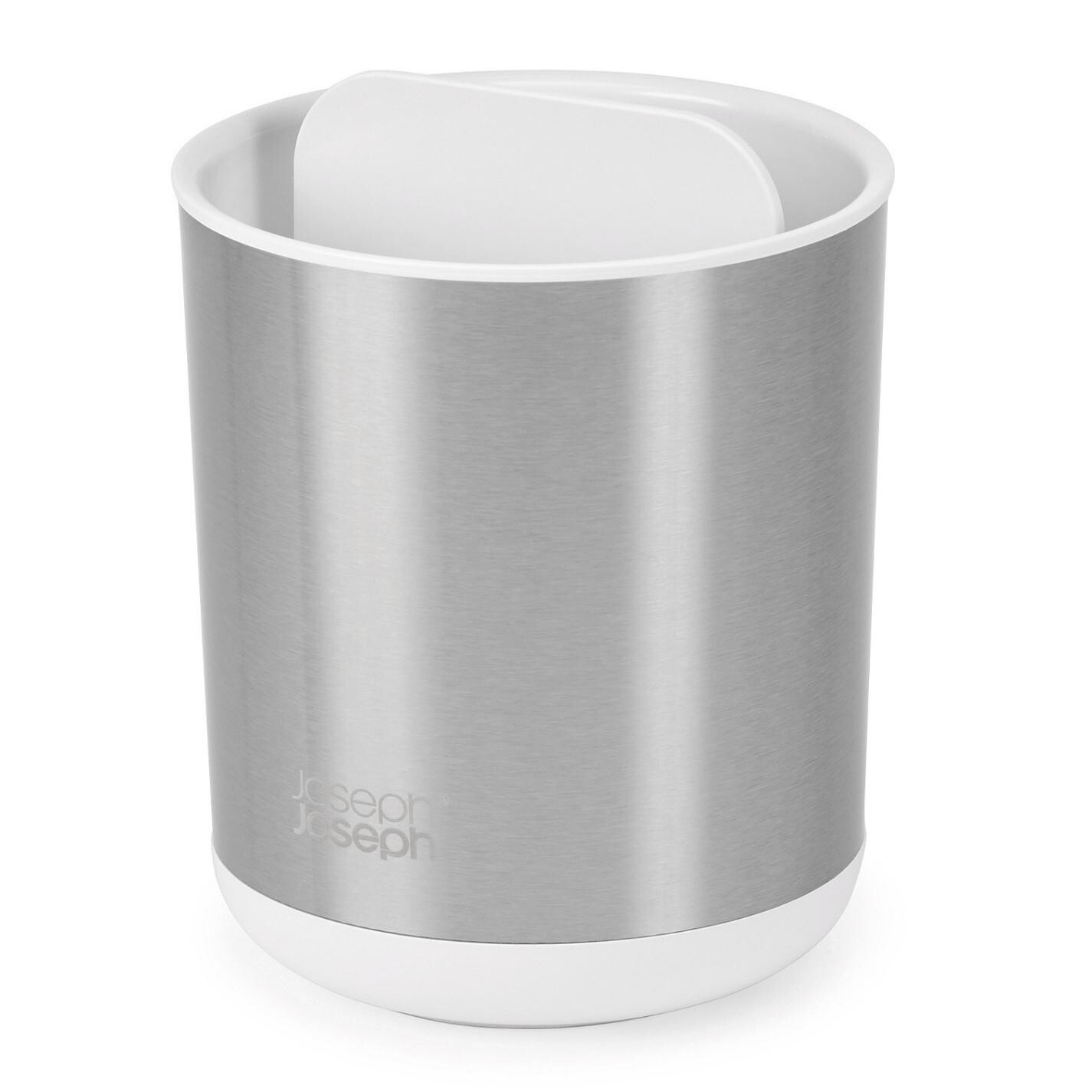 Kelímek na zubní kartáčky DUO STEEL 70607 12 cm, stříbrná, plast / nerezová ocel, Joseph Joseph