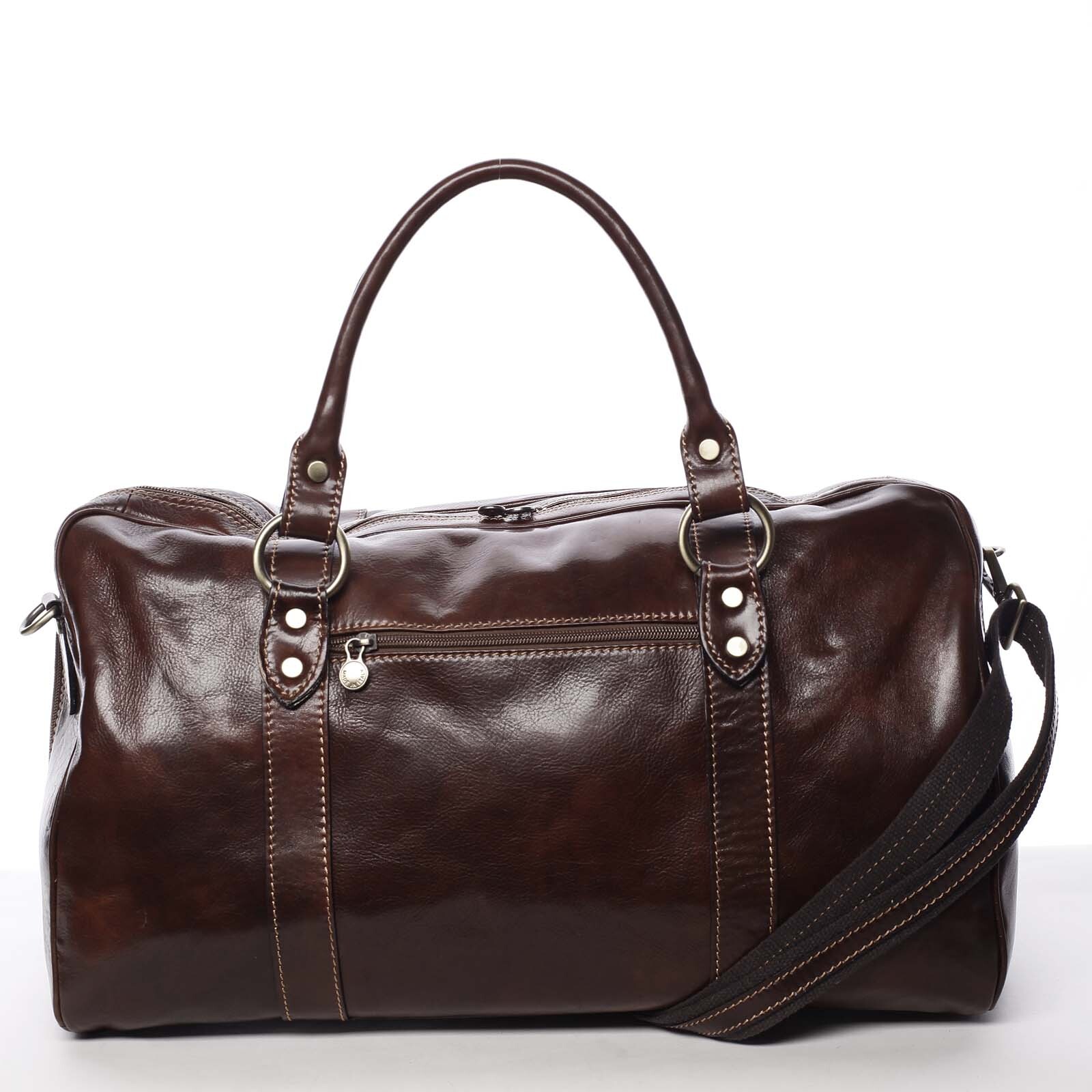 Kožená, velká cestovní taška Alva, tmavě hnědá