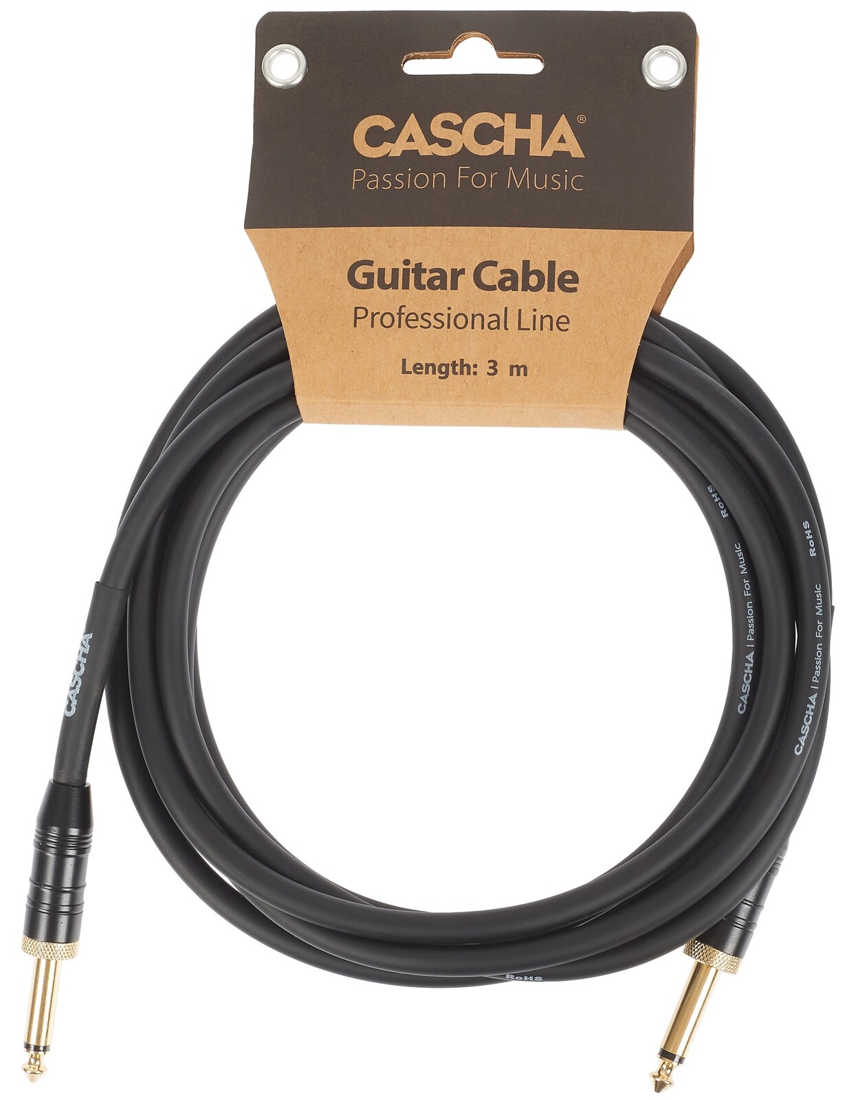 Cascha Professional Line Guitar Cable, Straight, Black, 3 m (rozbalené