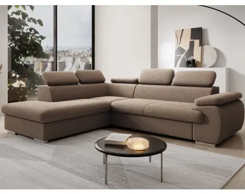 Rohová sedačka Viera, světle hnědá látka, levý roh