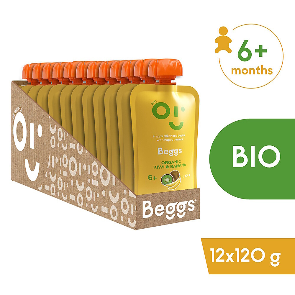 BEGGS Kiwi a banán BIO 12 kusů