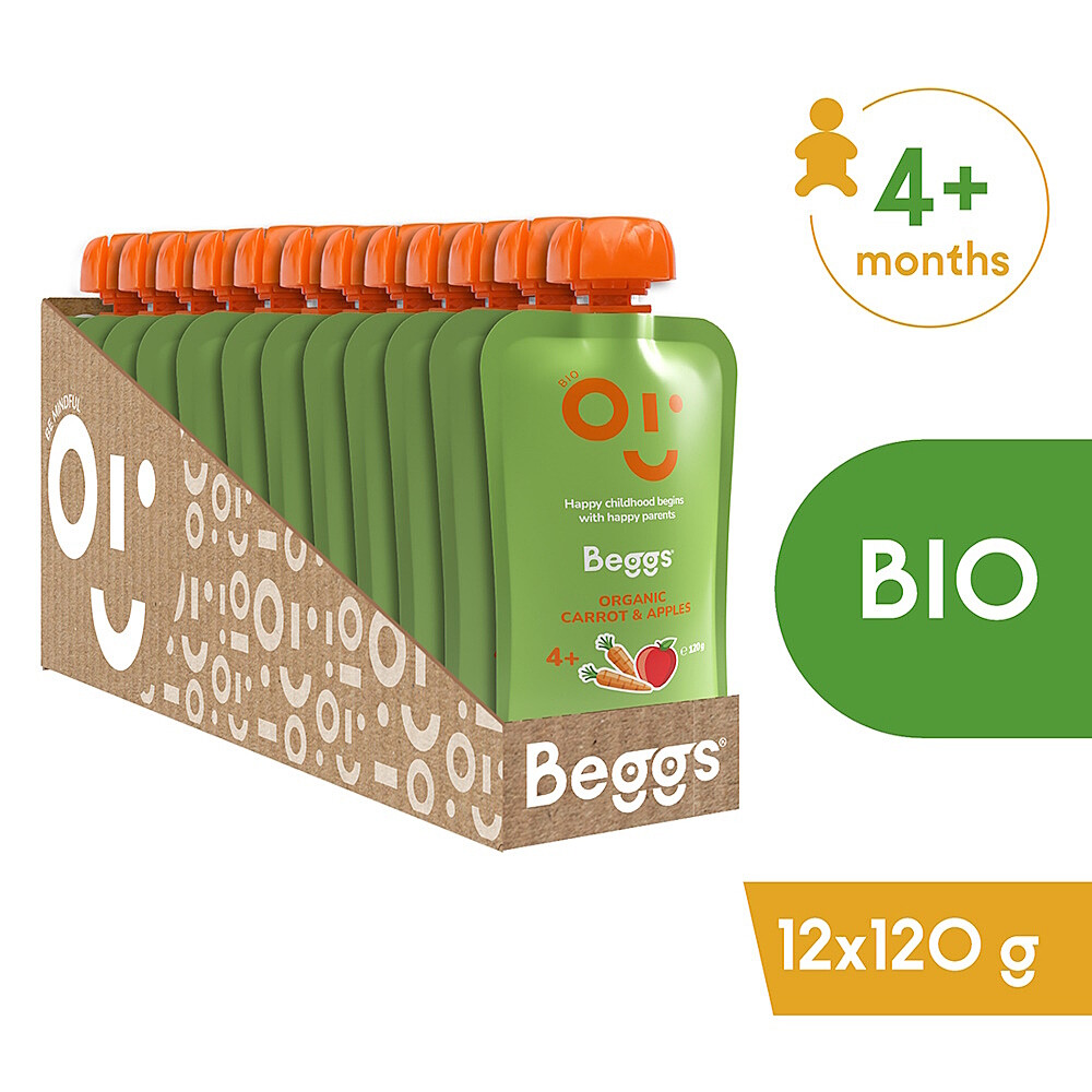 BEGGS Mrkev a jablka BIO 12 kusů