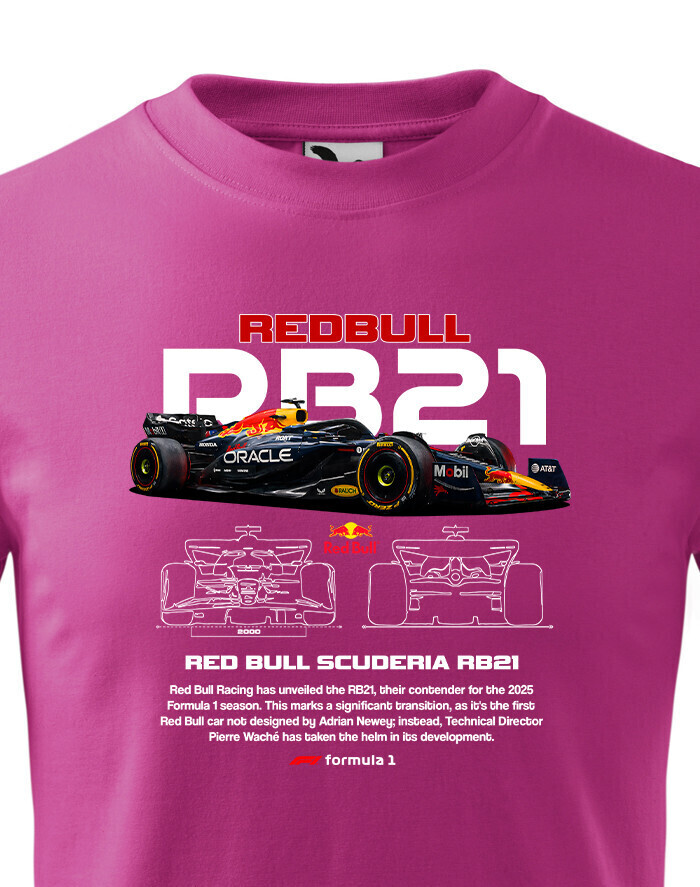 Dětské tričko s potiskem Red Bull RB21-  tričko pro milovníky F1
