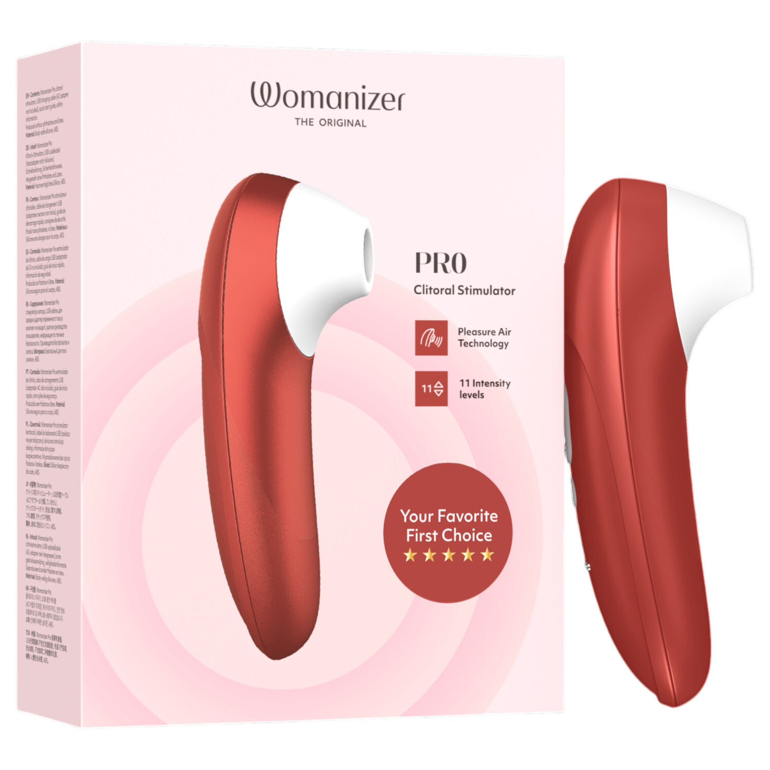 Womanizer Pro - stimulátor klitorisu s vlnami vzduchu (červený)