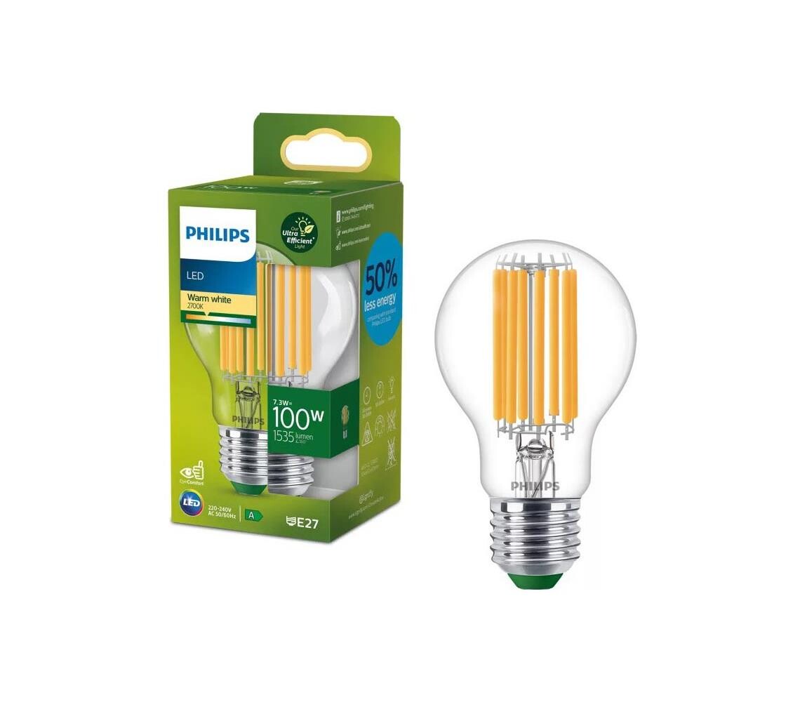 LED Žárovka ULTRAEFFICIENT VINTAGE Philips A60 E27/7,3W/230V 2700K 8720169187979
