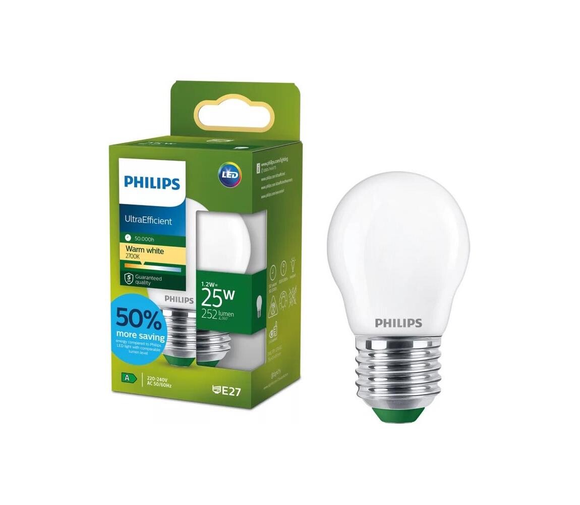 LED Žárovka ULTRAEFFICIENT Philips P45 E27/1,2W/230V 2700K 872110305223000