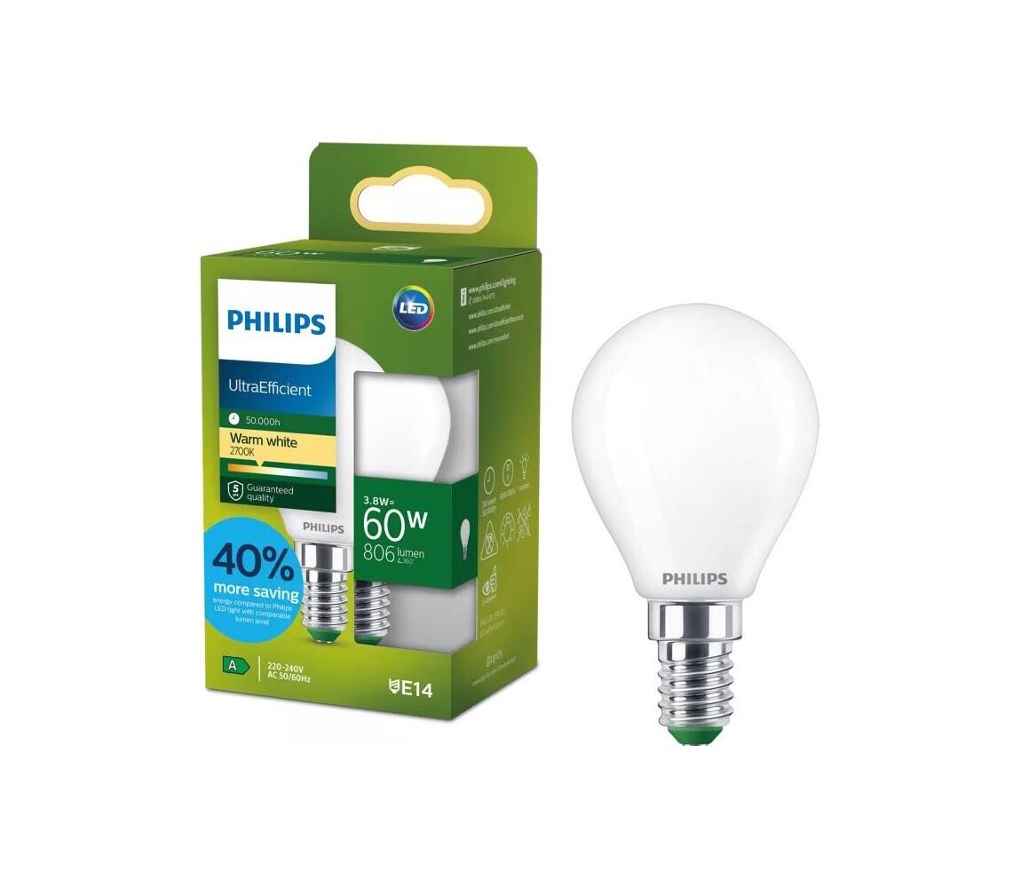 LED Žárovka ULTRAEFFICIENT Philips P45 E14/3,8W/230V 2700K 872110305207000