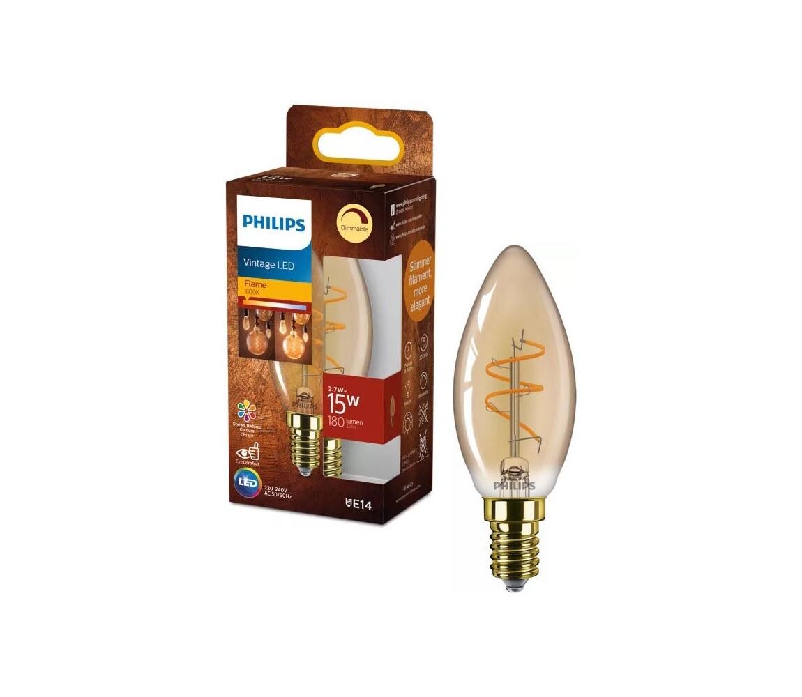 LED Stmívatelná žárovka VINTAGE Philips B35 E14/2,7W/230V 1800K 872110304889900