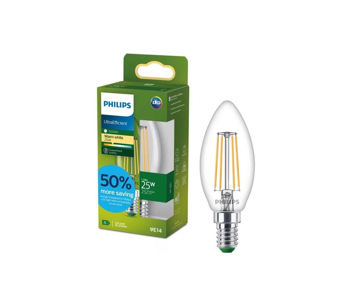 LED Žárovka ULTRAEFFICIENT VINTAGE Philips B35 E14/1,2W/230V 2700K 872110305213100