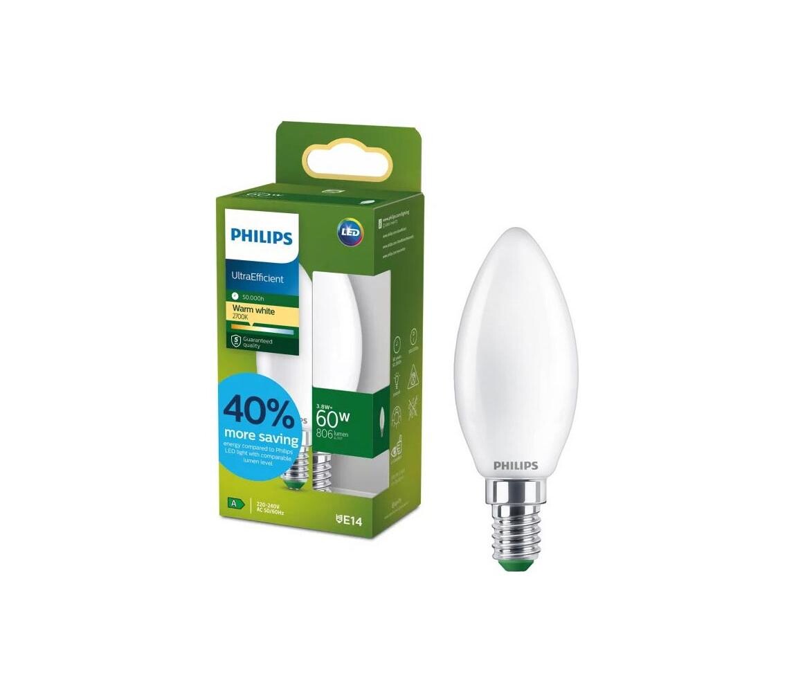 LED Žárovka ULTRAEFFICIENT Philips B35 E14/3,8W/230V 2700K 872110305203200